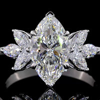 14K White Gold North-South Marquise Cut Cluster Ring with 2.02 Carat Center Lab Diamond and Six Accent Stones - 2.62 Carats Total Diamond Weight - Covaloro Fine Jewelry