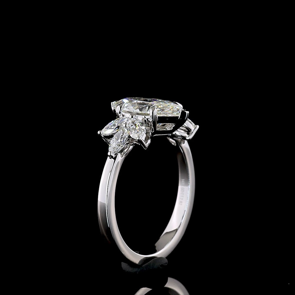 14K White Gold North-South Marquise Cut Cluster Ring with 2.02 Carat Center Lab Diamond and Six Accent Stones - 2.62 Carats Total Diamond Weight - Covaloro Fine Jewelry