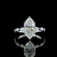 14K White Gold North-South Marquise Cut Hidden Halo Ring with Lab Grown E VS1 Diamond - 3.71 Carats Total Diamond Weight - Covaloro Fine Jewelry