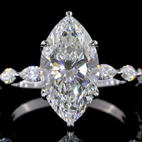 14K White Gold North-South Marquise Cut Hidden Halo Ring with Lab Grown E VS1 Diamond - 3.71 Carats Total Diamond Weight - Covaloro Fine Jewelry