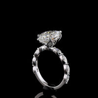 14K White Gold North-South Marquise Cut Hidden Halo Ring with Lab Grown E VS1 Diamond - 3.71 Carats Total Diamond Weight - Covaloro Fine Jewelry