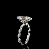 14K White Gold North-South Marquise Cut Hidden Halo Ring with Lab Grown E VS1 Diamond - 3.71 Carats Total Diamond Weight - Covaloro Fine Jewelry