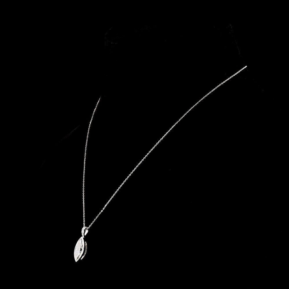14K White Gold North-South Marquise Cut Lab Diamond Pendant with Bezel Setting and Accent Diamonds - 2.62 Carat Total Weight, E-F Color VS Clarity - Covaloro Fine Jewelry