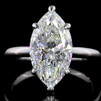 14K White Gold North-South Marquise Cut Lab Diamond Solitaire Ring - 4.17 Carat E VVS2 IGI Certified - Covaloro Fine Jewelry