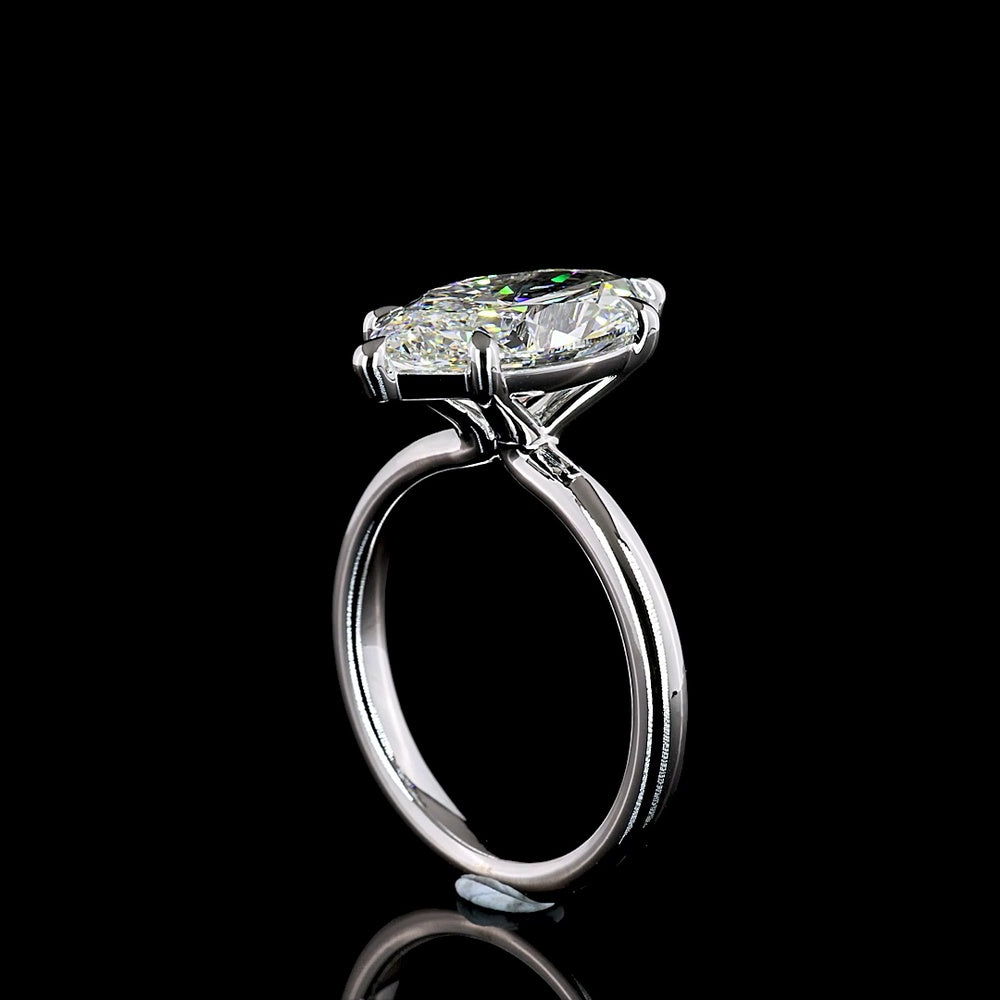 14K White Gold North-South Marquise Cut Lab Diamond Solitaire Ring - 4.17 Carat E VVS2 IGI Certified - Covaloro Fine Jewelry