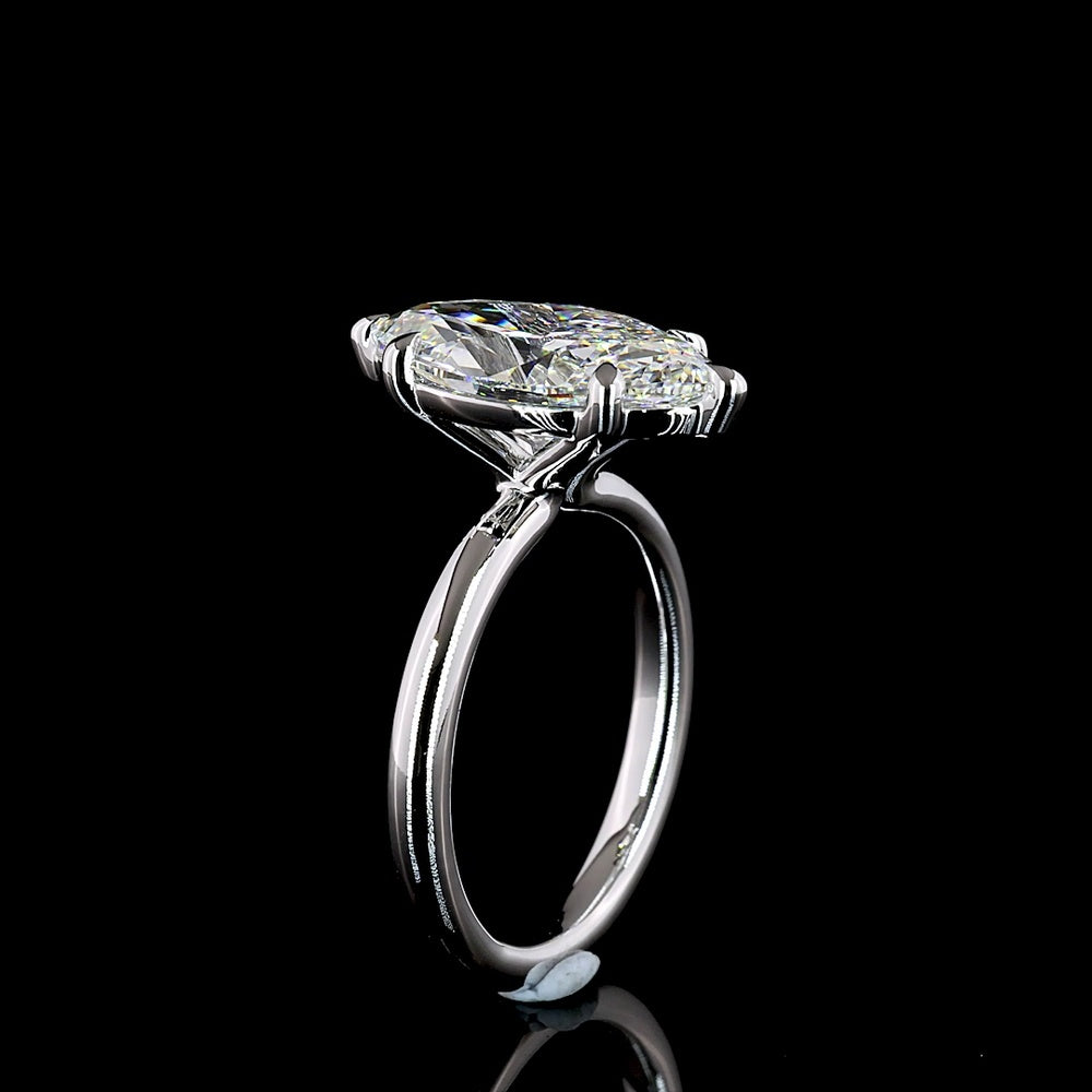 14K White Gold North-South Marquise Cut Lab Diamond Solitaire Ring - 4.17 Carat E VVS2 IGI Certified - Covaloro Fine Jewelry