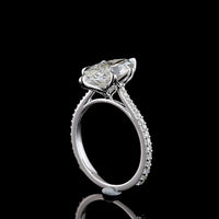 14K White Gold North-South Marquise Cut Lab Diamond Solitaire Shank Ring with 33 Accent Diamonds - 3.45 Carats Total Diamond Weight - Covaloro Fine Jewelry