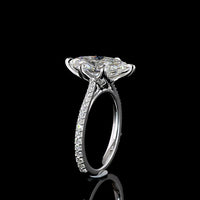 14K White Gold North-South Marquise Cut Lab Diamond Solitaire Shank Ring with 33 Accent Diamonds - 3.45 Carats Total Diamond Weight - Covaloro Fine Jewelry