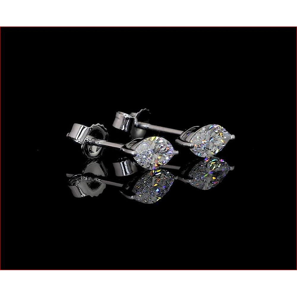 14K White Gold North-South Marquise Cut Lab Diamond Stud Earrings - 1.91 Carat Total Weight (E-F VS2) - Covaloro Fine Jewelry