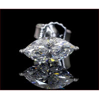 14K White Gold North-South Marquise Cut Lab Diamond Stud Earrings - 1.91 Carat Total Weight (E-F VS2) - Covaloro Fine Jewelry