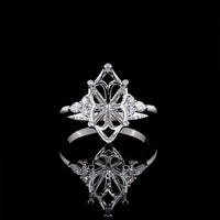 14K White Gold North-South Marquise Shape Special Ring with Floral Cage Design - 3.47 Carats Total Weight Lab Diamonds (Center 3.22 Carats E VVS2 Marquise) - Covaloro Fine Jewelry