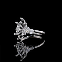 14K White Gold North-South Marquise Shape Special Ring with Floral Cage Design - 3.47 Carats Total Weight Lab Diamonds (Center 3.22 Carats E VVS2 Marquise) - Covaloro Fine Jewelry