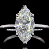 14K White Gold North-South Marquise Solitaire Ring with 2.60 Carat Lab Grown D VVS2 Diamond - IGI Certified - Covaloro Fine Jewelry