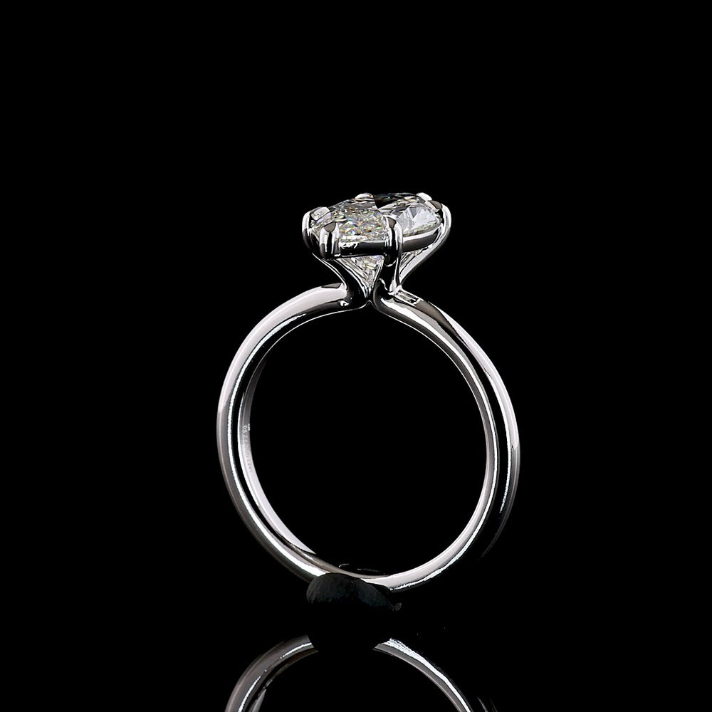 14K White Gold North-South Marquise Solitaire Ring with 2.60 Carat Lab Grown D VVS2 Diamond - IGI Certified - Covaloro Fine Jewelry