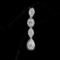 14K White Gold North-South Mixed Shape Hanging Earrings with Bezel Set Marquise Oval and Pear Lab Diamonds - 3.57 Carats Total Diamond Weight - Covaloro Fine Jewelry