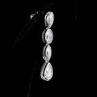 14K White Gold North-South Mixed Shape Hanging Earrings with Bezel Set Marquise Oval and Pear Lab Diamonds - 3.57 Carats Total Diamond Weight - Covaloro Fine Jewelry