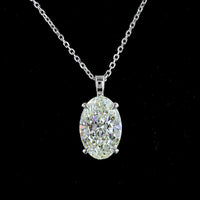 14K White Gold North-South Oval Cut Lab Diamond Solitaire Pendant - 2.90 Carat Total Weight, G Color VVS1 Clarity - Covaloro Fine Jewelry
