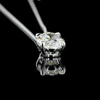 14K White Gold North-South Oval Cut Lab Diamond Solitaire Pendant - 2.90 Carat Total Weight, G Color VVS1 Clarity - Covaloro Fine Jewelry