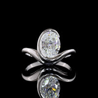 14K White Gold North-South Oval Cut Lab Diamond Solitaire Ring - 1.51 Carat, E Color VVS2 Clarity with Half Bezel Setting - Covaloro Fine Jewelry