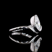 14K White Gold North-South Oval Cut Lab Diamond Solitaire Ring - 1.51 Carat, E Color VVS2 Clarity with Half Bezel Setting - Covaloro Fine Jewelry