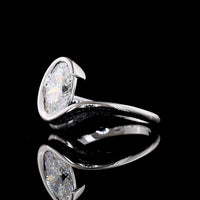 14K White Gold North-South Oval Cut Lab Diamond Solitaire Ring - 1.51 Carat, E Color VVS2 Clarity with Half Bezel Setting - Covaloro Fine Jewelry