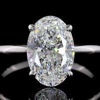 14K White Gold North-South Oval Cut Lab Diamond Solitaire Ring - 3.06 Carat, E-F Color, VS1 Clarity, IGI Certified - Covaloro Fine Jewelry