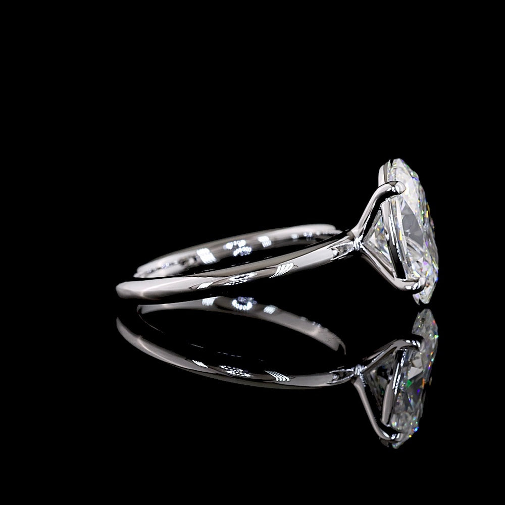 14K White Gold North-South Oval Cut Lab Diamond Solitaire Ring - 3.06 Carat, E-F Color, VS1 Clarity, IGI Certified - Covaloro Fine Jewelry