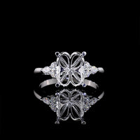 14K White Gold North-South Oval Cut Lab Diamond Solitaire Ring with Marquise and Round Accents - 3.53 Carat Total Weight, IGI Certified E VVS2 - Covaloro Fine Jewelry
