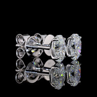 14K White Gold North-South Oval Cut Lab Diamond Stud Earrings - 1.09 Carats Total Diamond Weight (E-F Color, VS Clarity) - Covaloro Fine Jewelry