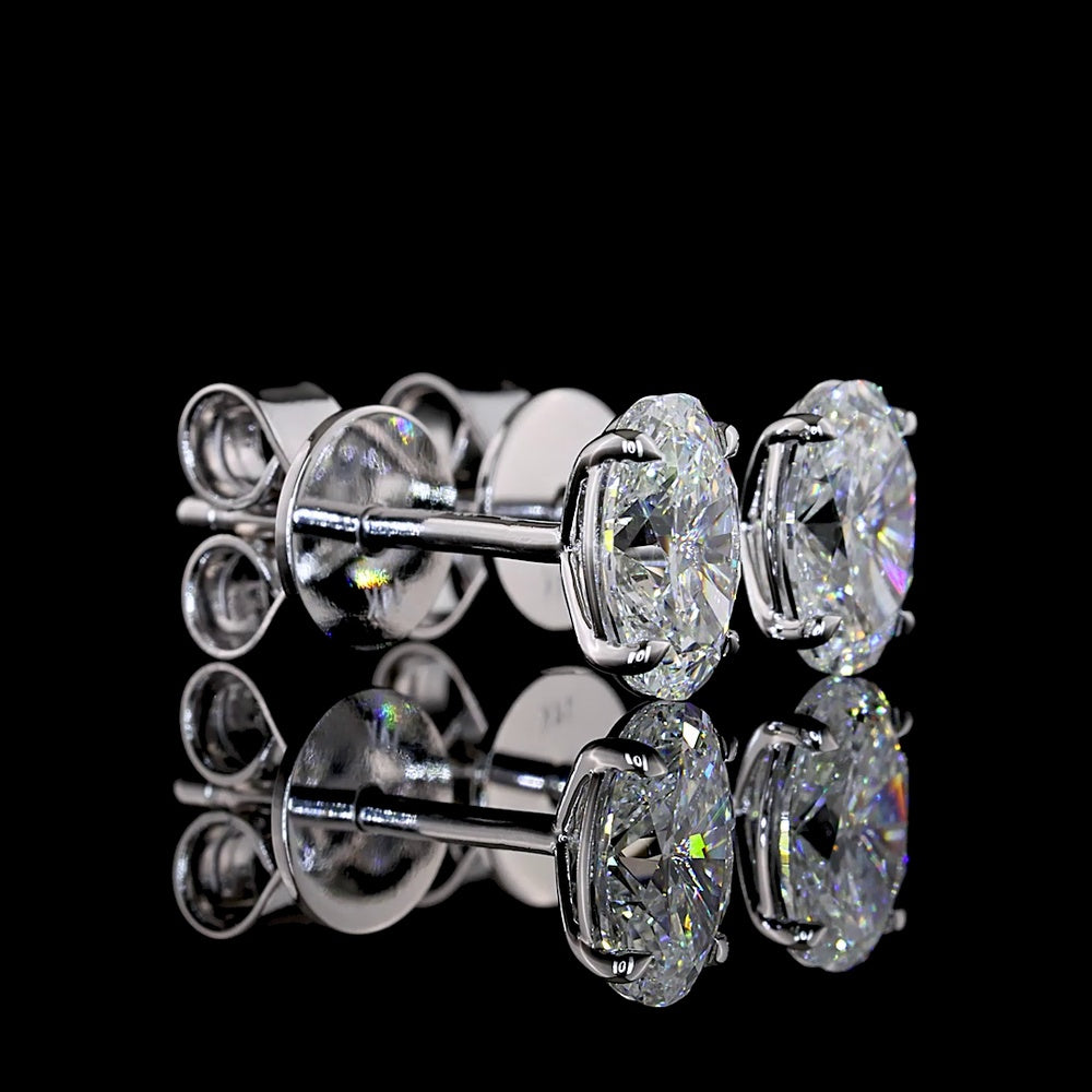 14K White Gold North-South Oval Cut Lab Diamond Stud Earrings - 1.09 Carats Total Diamond Weight (E-F Color, VS Clarity) - Covaloro Fine Jewelry