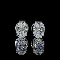 14K White Gold North-South Oval Cut Lab Diamond Stud Earrings - 1.09 Carats Total Diamond Weight (E-F Color, VS Clarity) - Covaloro Fine Jewelry