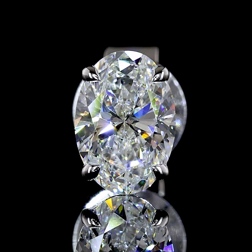 14K White Gold North-South Oval Cut Lab Diamond Stud Earrings - 1.09 Carats Total Diamond Weight (E-F Color, VS Clarity) - Covaloro Fine Jewelry
