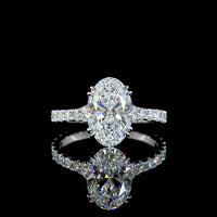 14K White Gold North-South Oval Cut Solitaire Shank Ring with Lab Grown D VS1 Diamond - 2.53 Carat Center, 3.11 Total Carat Weight - Covaloro Fine Jewelry