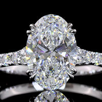 14K White Gold North-South Oval Cut Solitaire Shank Ring with Lab Grown D VS1 Diamond - 2.53 Carat Center, 3.11 Total Carat Weight - Covaloro Fine Jewelry