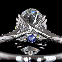 14K White Gold North-South Oval Cut Solitaire Shank Ring with Lab Grown D VS1 Diamond - 2.53 Carat Center, 3.11 Total Carat Weight - Covaloro Fine Jewelry