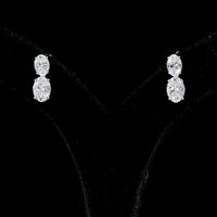 14K White Gold North-South Oval Lab Diamond Hanging Earrings - 3.04 Total Carat Weight, E-F Color, VS Clarity - Covaloro Fine Jewelry