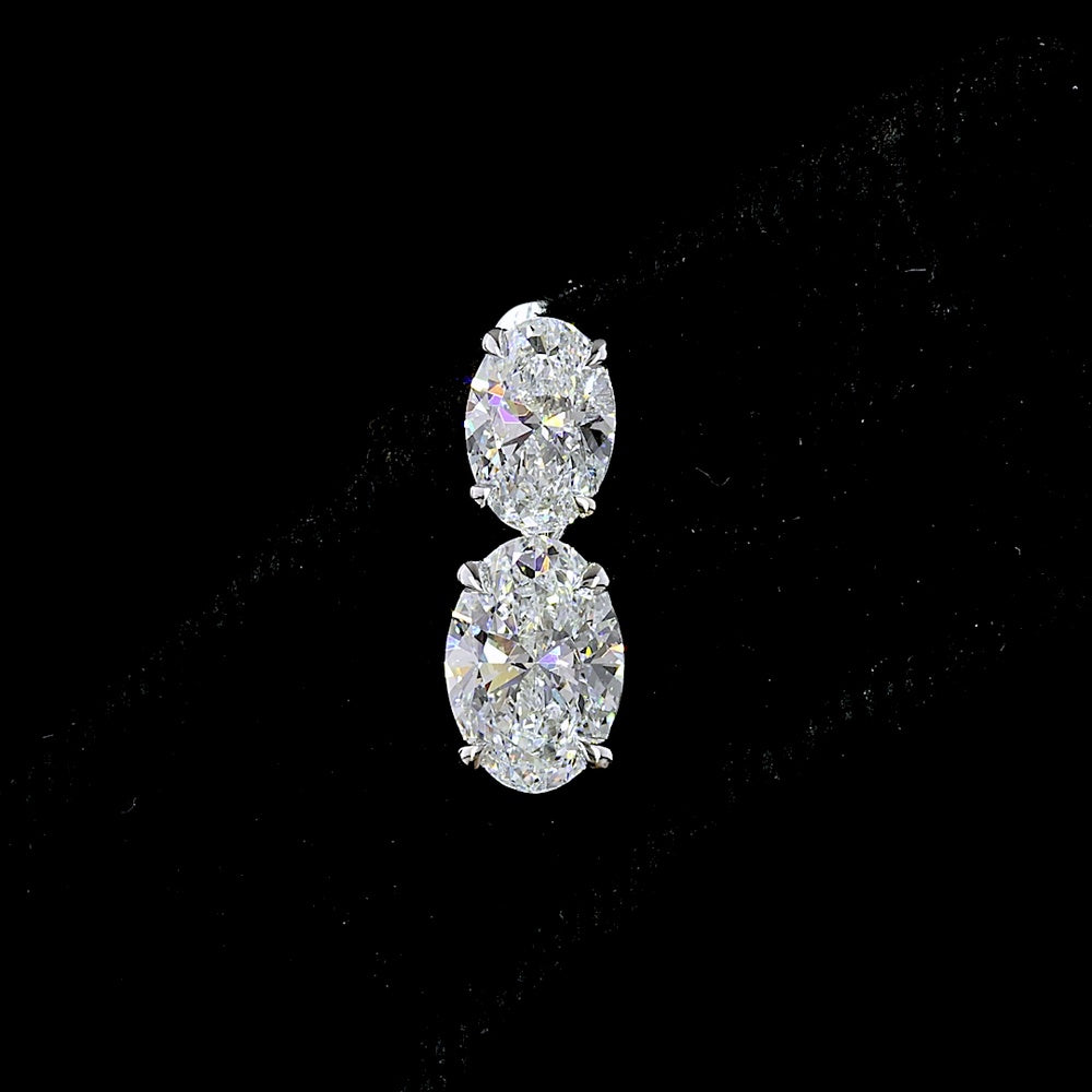 14K White Gold North-South Oval Lab Diamond Hanging Earrings - 3.04 Total Carat Weight, E-F Color, VS Clarity - Covaloro Fine Jewelry