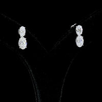 14K White Gold North-South Oval Lab Diamond Hanging Earrings - 3.04 Total Carat Weight, E-F Color, VS Clarity - Covaloro Fine Jewelry