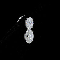 14K White Gold North-South Oval Lab Diamond Hanging Earrings - 3.04 Total Carat Weight, E-F Color, VS Clarity - Covaloro Fine Jewelry
