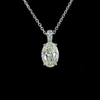 14K White Gold North-South Oval Lab Diamond Pendant with Brilliant Cut Accents - 1.09 Carat Total Diamond Weight - Covaloro Fine Jewelry