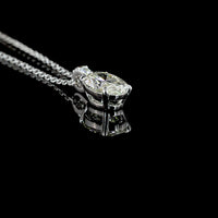 14K White Gold North-South Oval Lab Diamond Pendant with Brilliant Cut Accents - 1.09 Carat Total Diamond Weight - Covaloro Fine Jewelry
