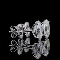 14K White Gold North-South Oval Lab Diamond Stud Earrings - 2.03 Carat Total Weight (D & F Color, VS1 Clarity) - Covaloro Fine Jewelry