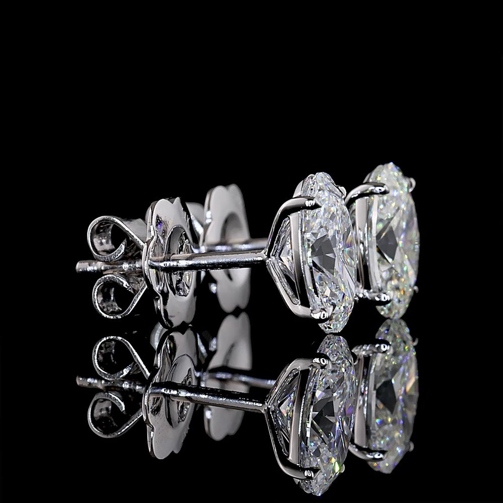 14K White Gold North-South Oval Lab Diamond Stud Earrings - 2.03 Carat Total Weight (D & F Color, VS1 Clarity) - Covaloro Fine Jewelry