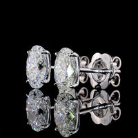 14K White Gold North-South Oval Lab Diamond Stud Earrings - 2.03 Carat Total Weight (D & F Color, VS1 Clarity) - Covaloro Fine Jewelry