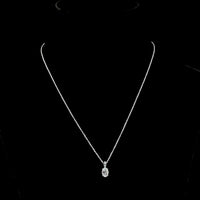 14K White Gold North-South Oval Pendant with Brilliant Cut Lab Diamond Accent Bail - 1.07 Carats Total Diamond Weight E-F VS1 - Covaloro Fine Jewelry