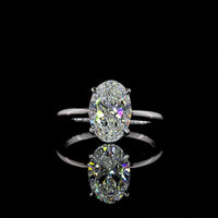 14K White Gold North-South Oval Solitaire Ring with 2.56 Carat Lab Diamond - E VVS2 Clarity, IGI Certified - Covaloro Fine Jewelry