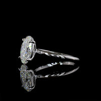 14K White Gold North-South Oval Solitaire Ring with 2.56 Carat Lab Diamond - E VVS2 Clarity, IGI Certified - Covaloro Fine Jewelry