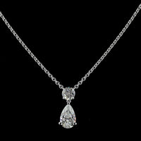 14K White Gold North-South Pear and Round Cut Lab Diamond Pendant - 2.43 Carat Total Weight, E VS1 GIA Certified - Covaloro Fine Jewelry