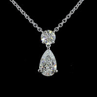 14K White Gold North-South Pear and Round Cut Lab Diamond Pendant - 2.43 Carat Total Weight, E VS1 GIA Certified - Covaloro Fine Jewelry