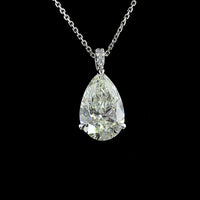 14K White Gold North-South Pear Shape Lab Diamond Pendant with Brilliant Cut Accent Stones - 4.07 Total Carat Weight GIA Certified - Covaloro Fine Jewelry